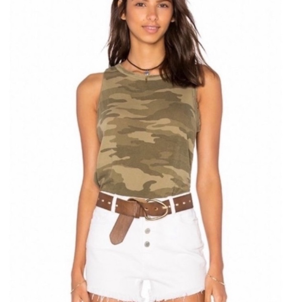 Current/Elliot Green The Muscle Tee Army Camo Tank Top Size M